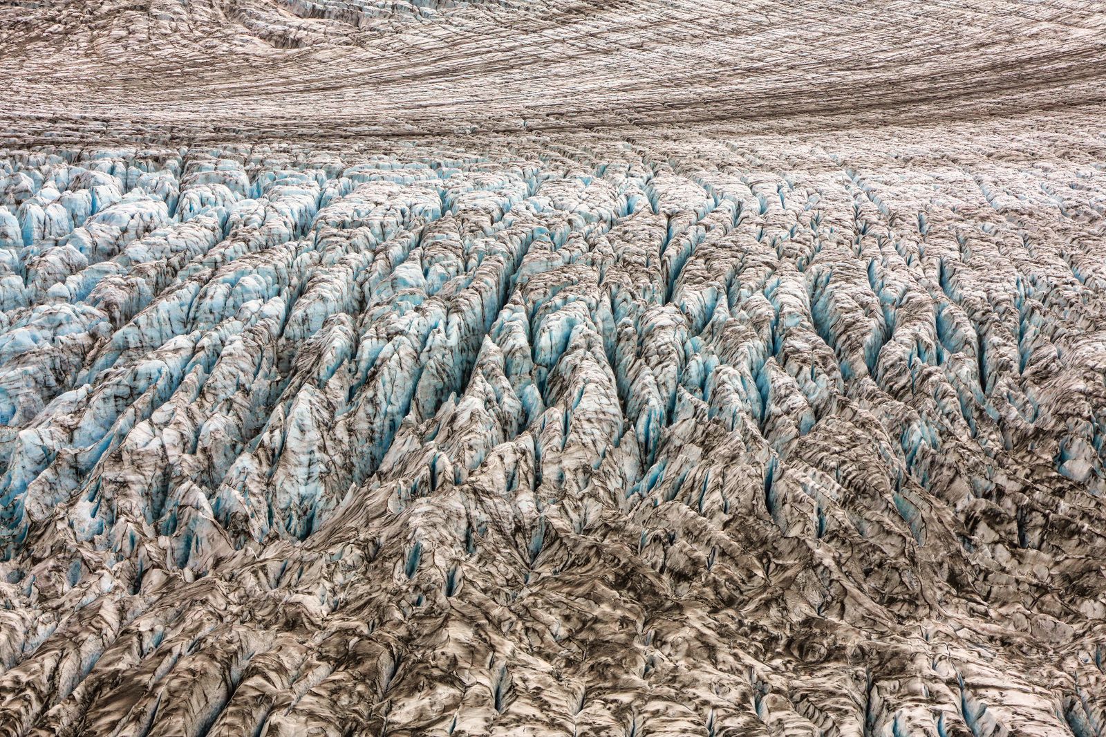 Crevasse field from above, Kenai Peninsula, Alaska