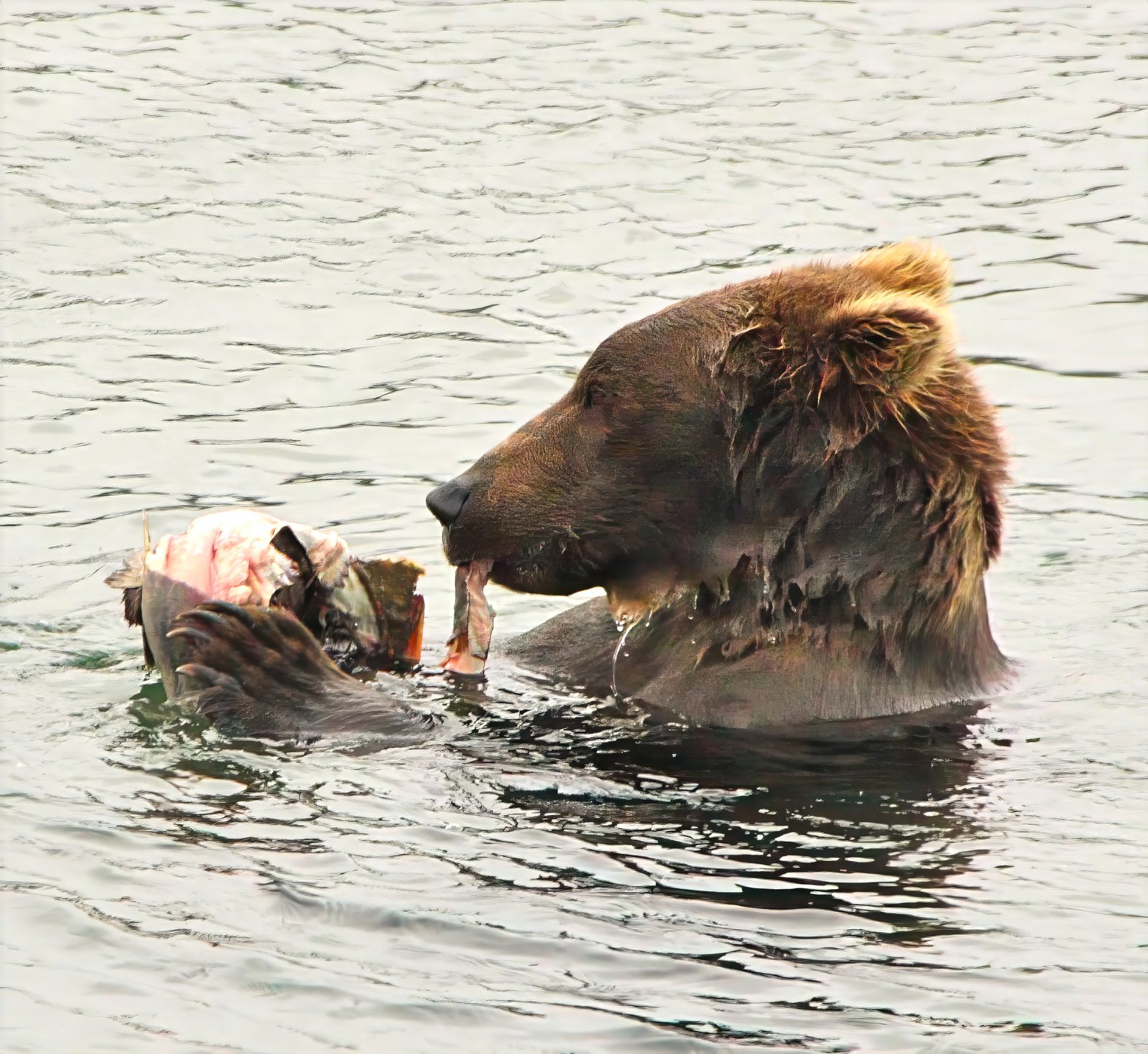 Brown bear with a salmon catch, Kenai Peninsula, Alaska