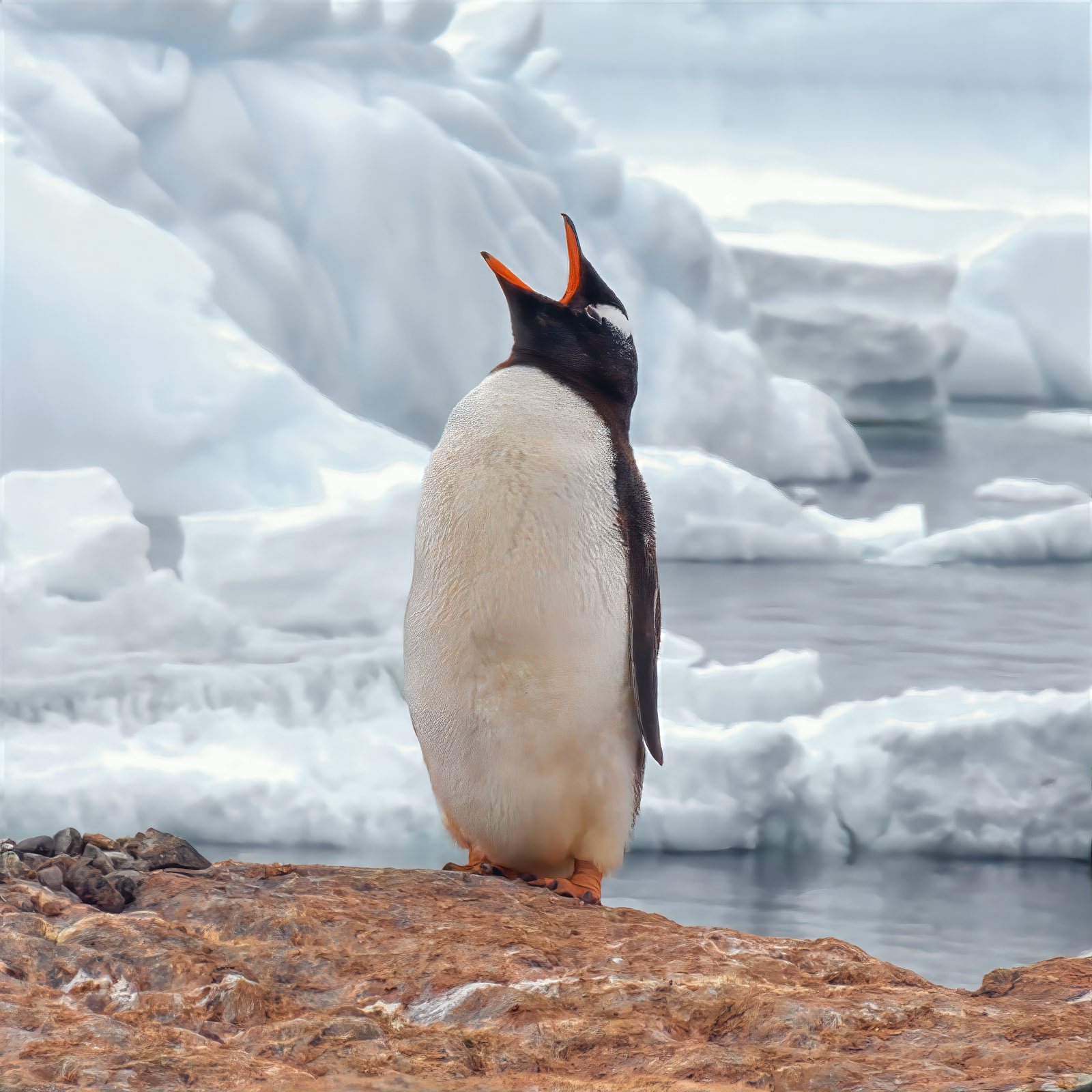 Gentoo penguin calling, Antarctic Peninsula